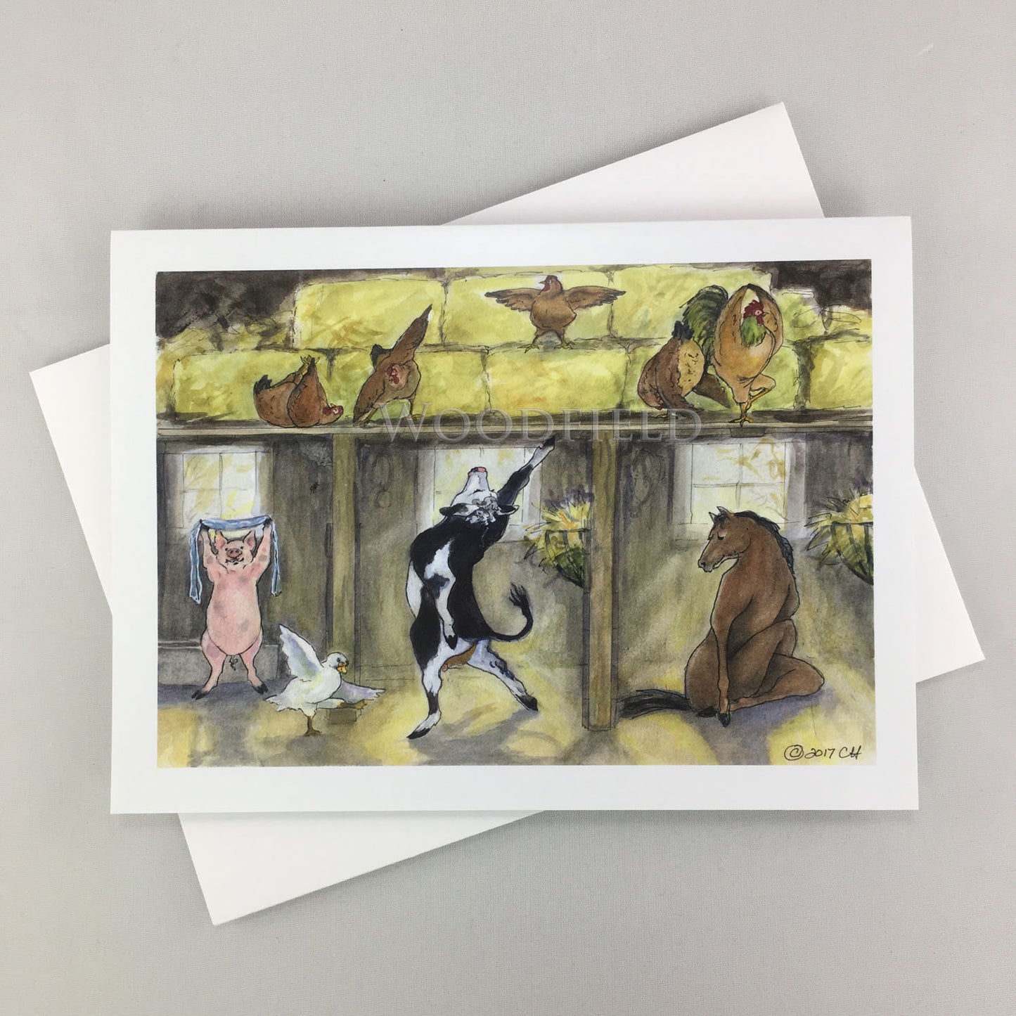 Barnyard Yoga - Greeting Card by Woodfield Press