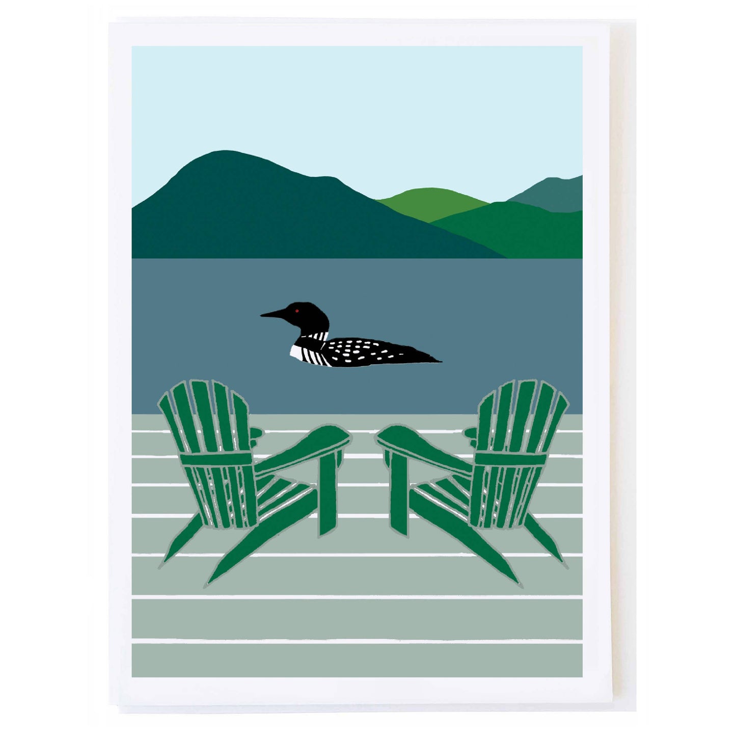 Loon Swimming by Dock - Greeting Card (Blank Inside) by Molly O
