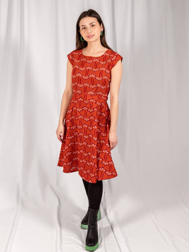 Marseille Dress Mod Daisy in Spiced Coral from Mata Traders