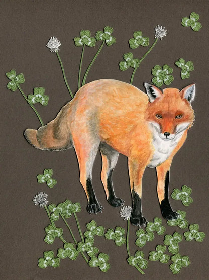 Lucky Fox Greeting Card (Blank Inside) by Johanna Finnegan-Topitzer