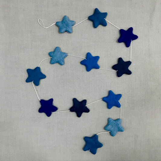 Blue Stars Felt Garland by The Winding Road