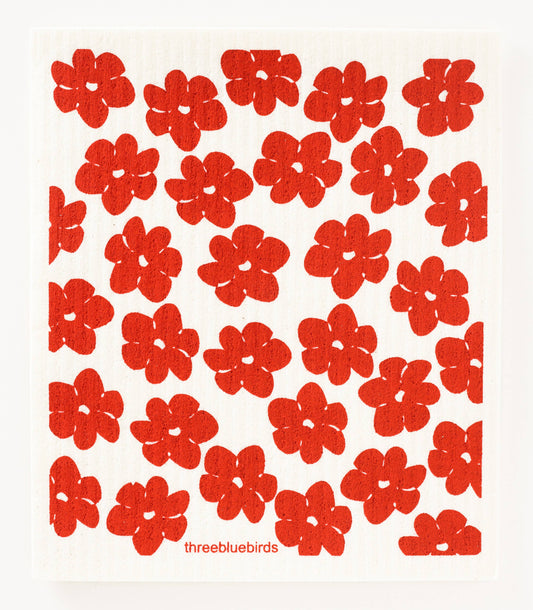 Red Poppies - Swedish Dishcloths by Three Blue Birds