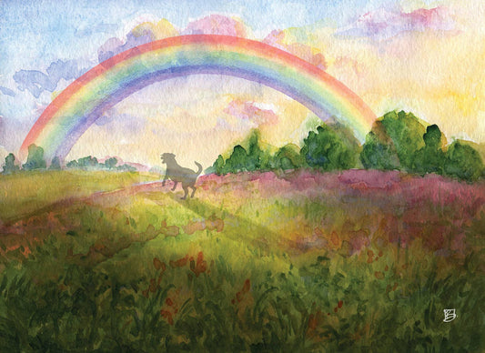 Rainbow Bridge Dog Greeting Card (blank inside) by Shawn Braley Illustration