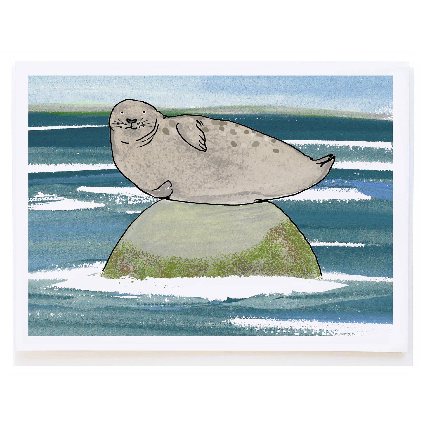 Seal on Rock - Greeting Card (Blank Inside) by Molly O