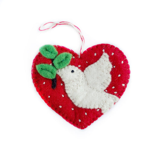 Heart Dove Felted Wool Ornament from Ornaments 4 Orphans