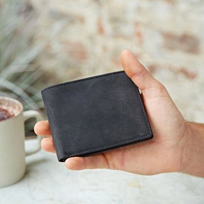 Handmade Buffalo Leather Wallet in Black or Brown from Paper High