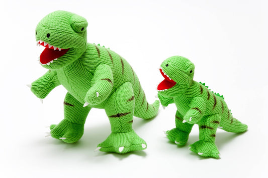 Knitted Green T Rex Large Plush Toy from Best Years Ltd