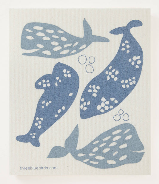 Whales - Swedish Dishcloths by Three Blue Birds