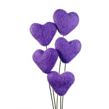 Single Felt Heart Stem Purple by Oakwind Hollow