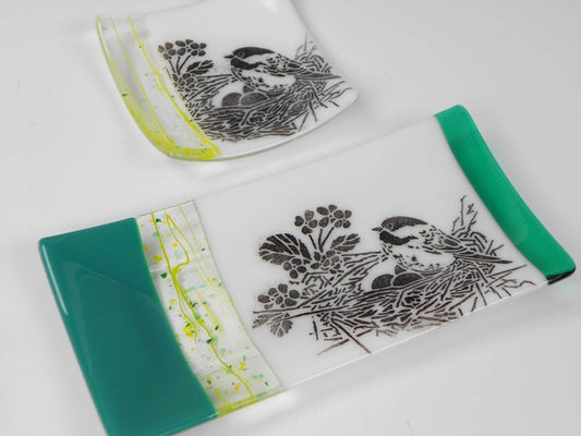Chickadee's Nest Glass Dishes by Art Glass Array