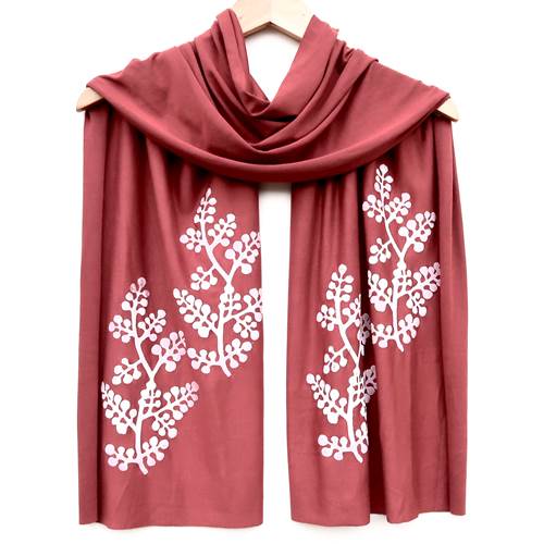 Berry Branch Scarf (White Ink) by Windsparrow Studio