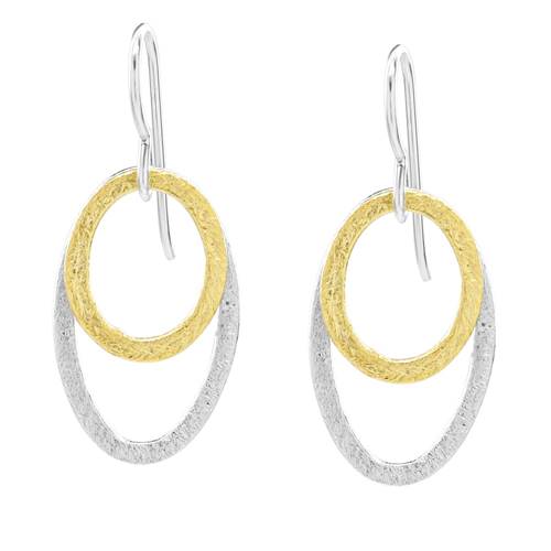Two Tone Oval Sterling Silver and Gold Vermeil Earrings by Sonoma Art Works