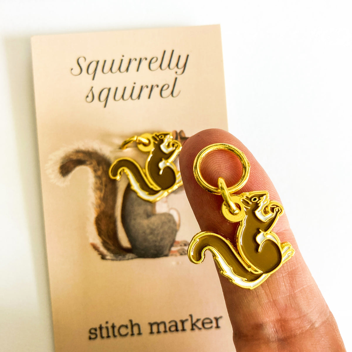 Squirrel Single Stitch Marker from Firefly Notes