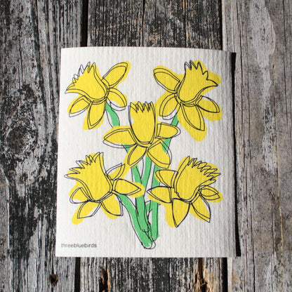 Daffodils - Swedish Dishcloths by Three Blue Birds