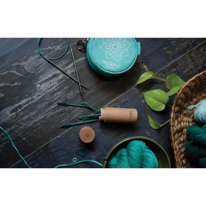 The Mindful Teal Wooden Darning Needles In Beech Wood Container by Knitter's Pride
