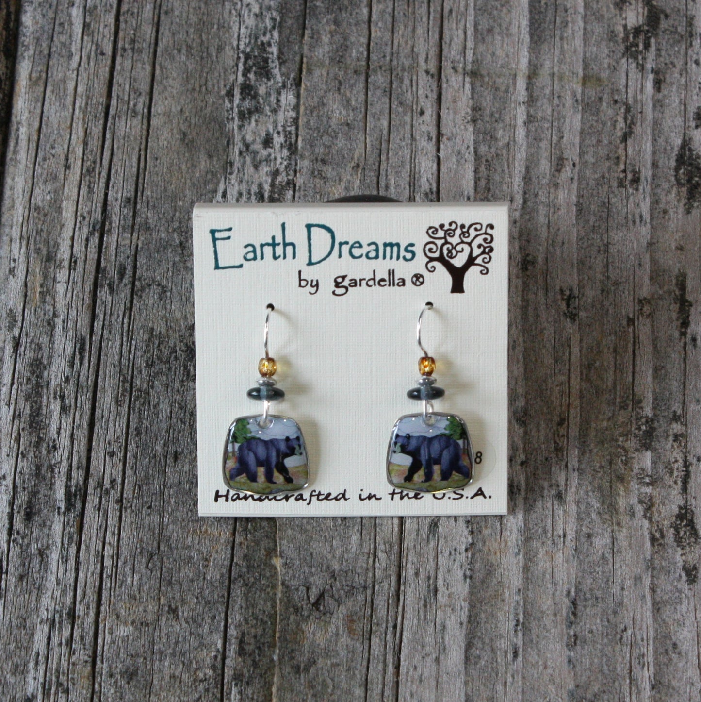 Black Bear with bead earrings by Earth Dreams Jewelry