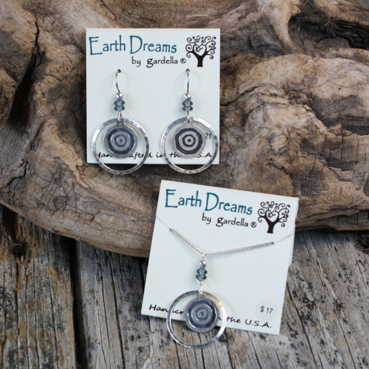 Meditative Circle Earrings & 18in Necklace by Earth Dreams Jewelry