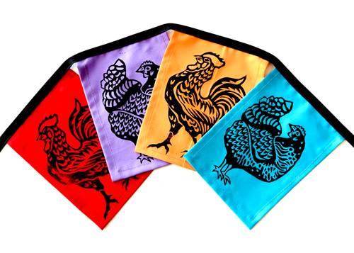 Hen & Rooster Flags by Windsparrow Studio