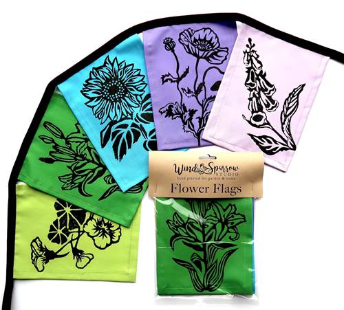 Flower Jewel Tone Flags by Windsparrow Studio