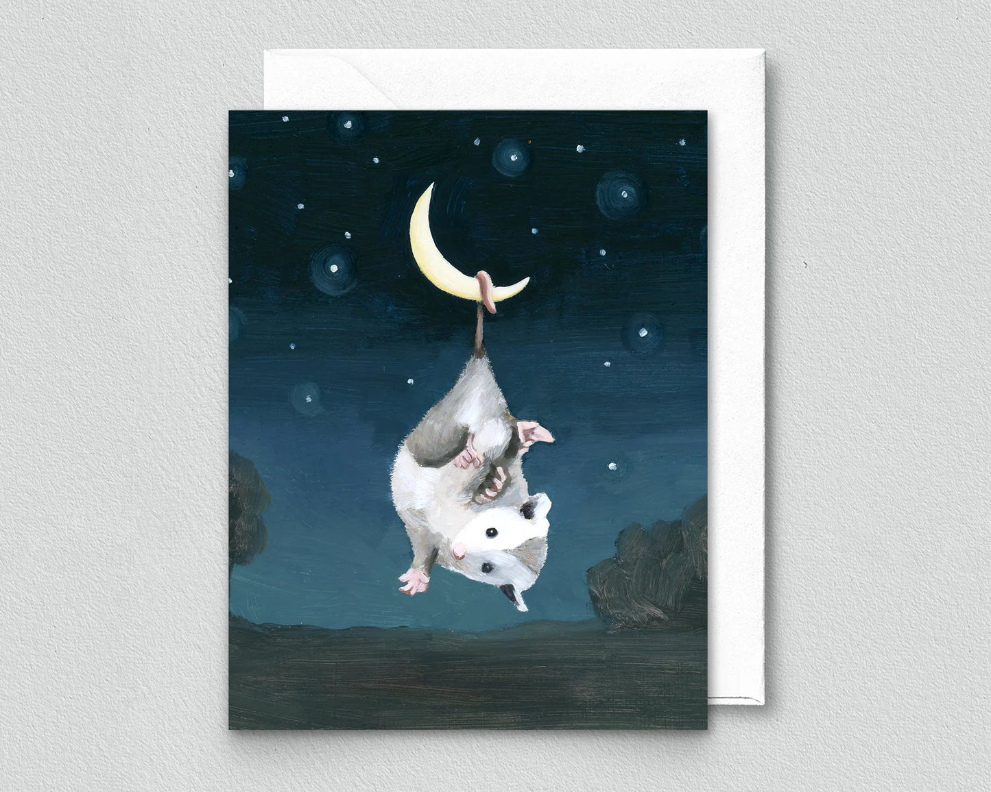 Opossum Hanging On Greeting Card (blank inside) by Kim Ferreira (Joie de Vivre)