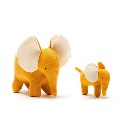 Large Organic Cotton Mustard Elephant Plush Toy from Best Years Ltd
