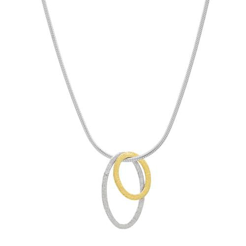 Two Tone Oval Sterling Silver and Gold Vermeil Necklace by Sonoma Art Works
