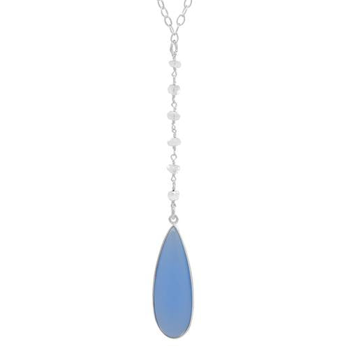 Blue Jade Sterling Silver Teardrop Y Necklace by Sonoma Art Works