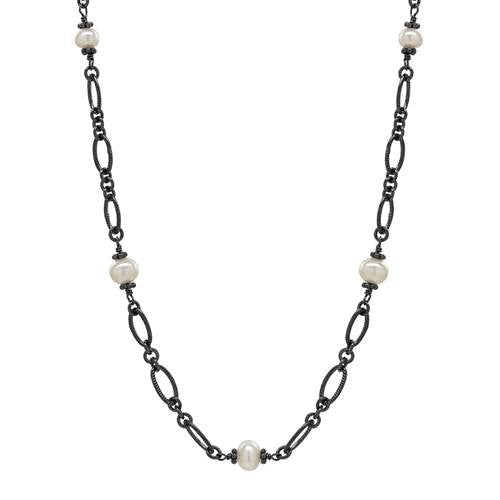 Pearls with Black Sterling Silver Necklace by Sonoma Art Works