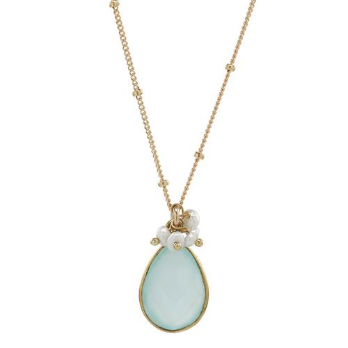 Chalcedony with Pearl Clusters Gold Vermeil Necklace by Sonoma Art Works