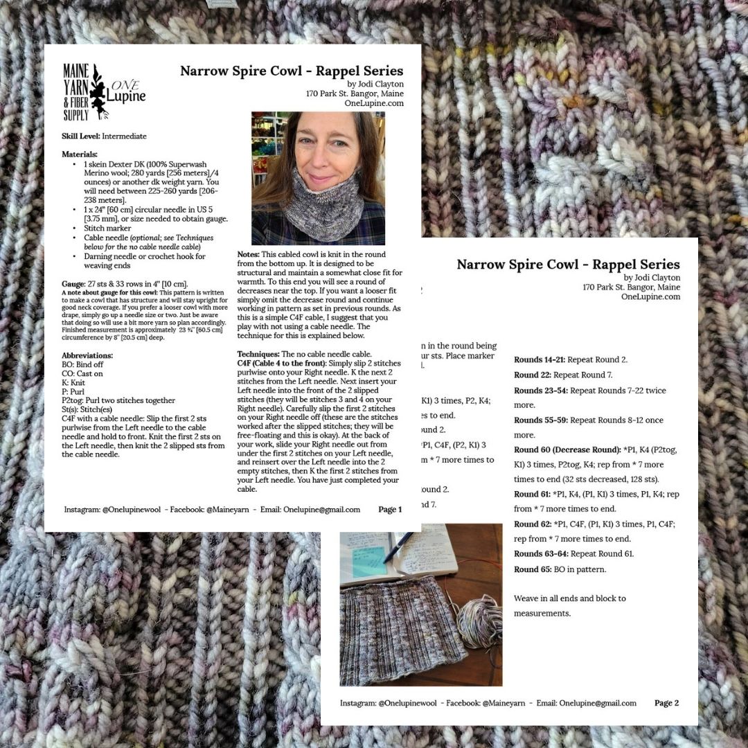 Narrow Spire Cowl: Rappel Series - Knitting Pattern by Jodi Clayton - DIGITAL DOWNLOAD