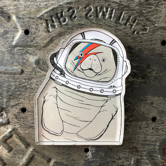 Space Manatee Refrigerator Magnet by Sloe Gin Fizz