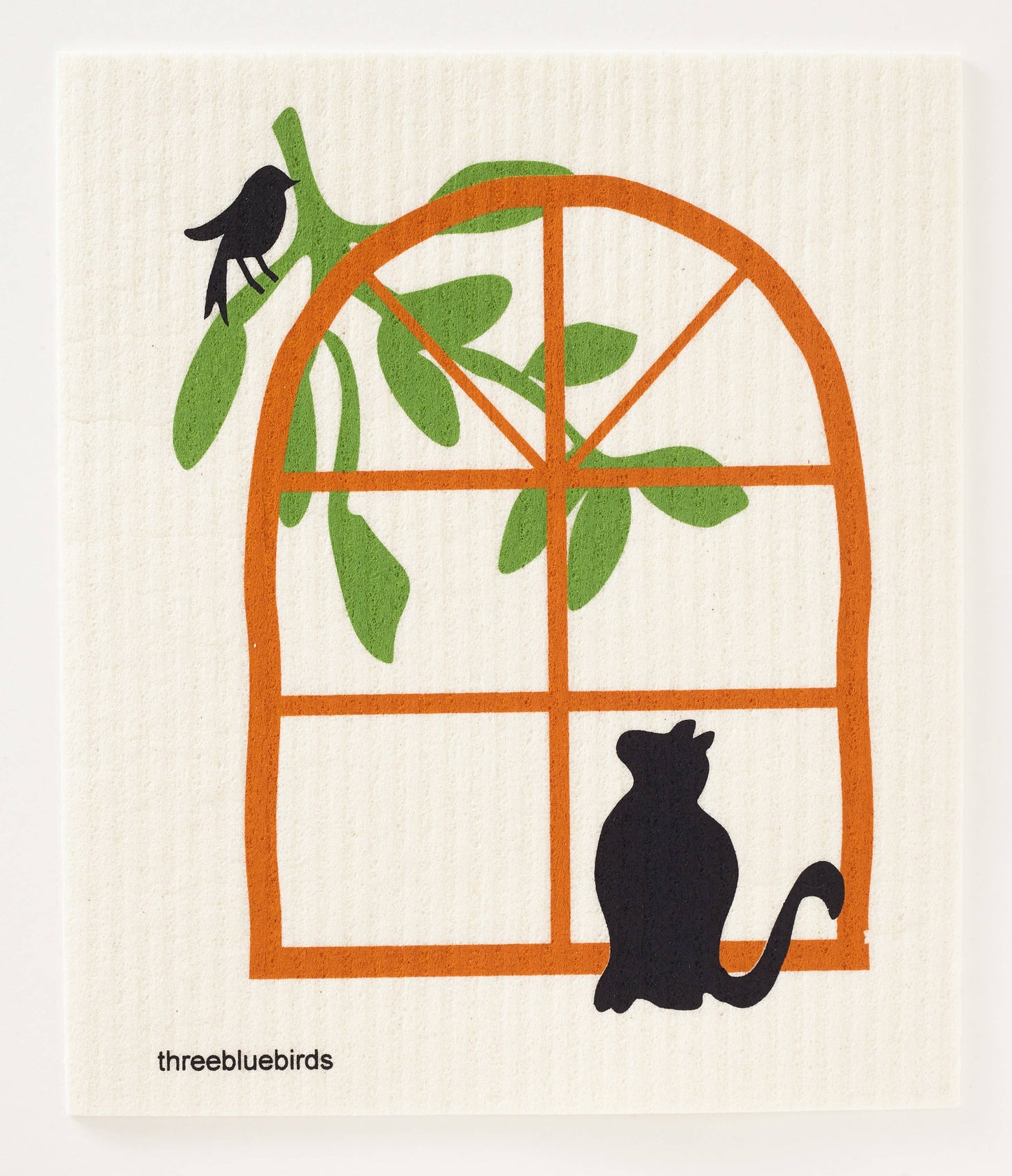 Cat in Window - Swedish Dishcloths by Three Blue Birds