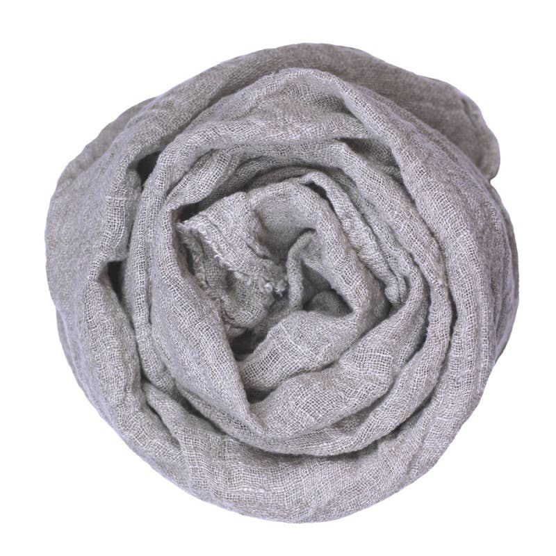 Frayed Edge Light Linen Scarf – Natural/Loose Open Weave by LinenCasa