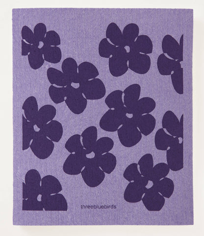 Flower Power (Violet) - Swedish Dishcloths by Three Blue Birds