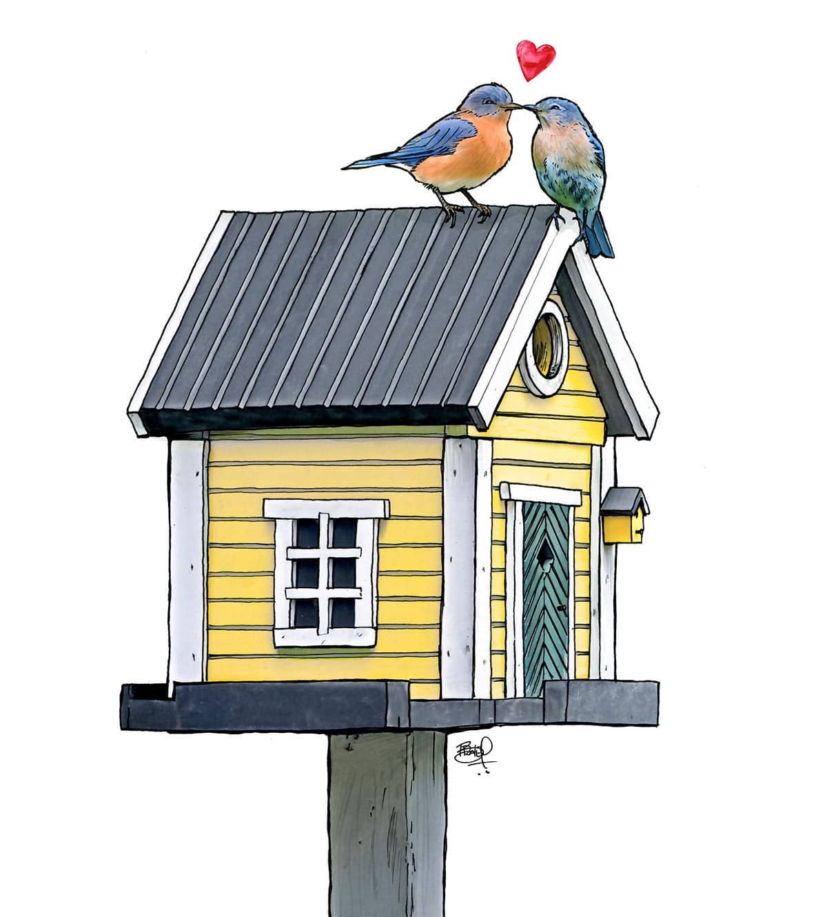 Love Birds Greeting Card (blank inside) by Shawn Braley Illustration