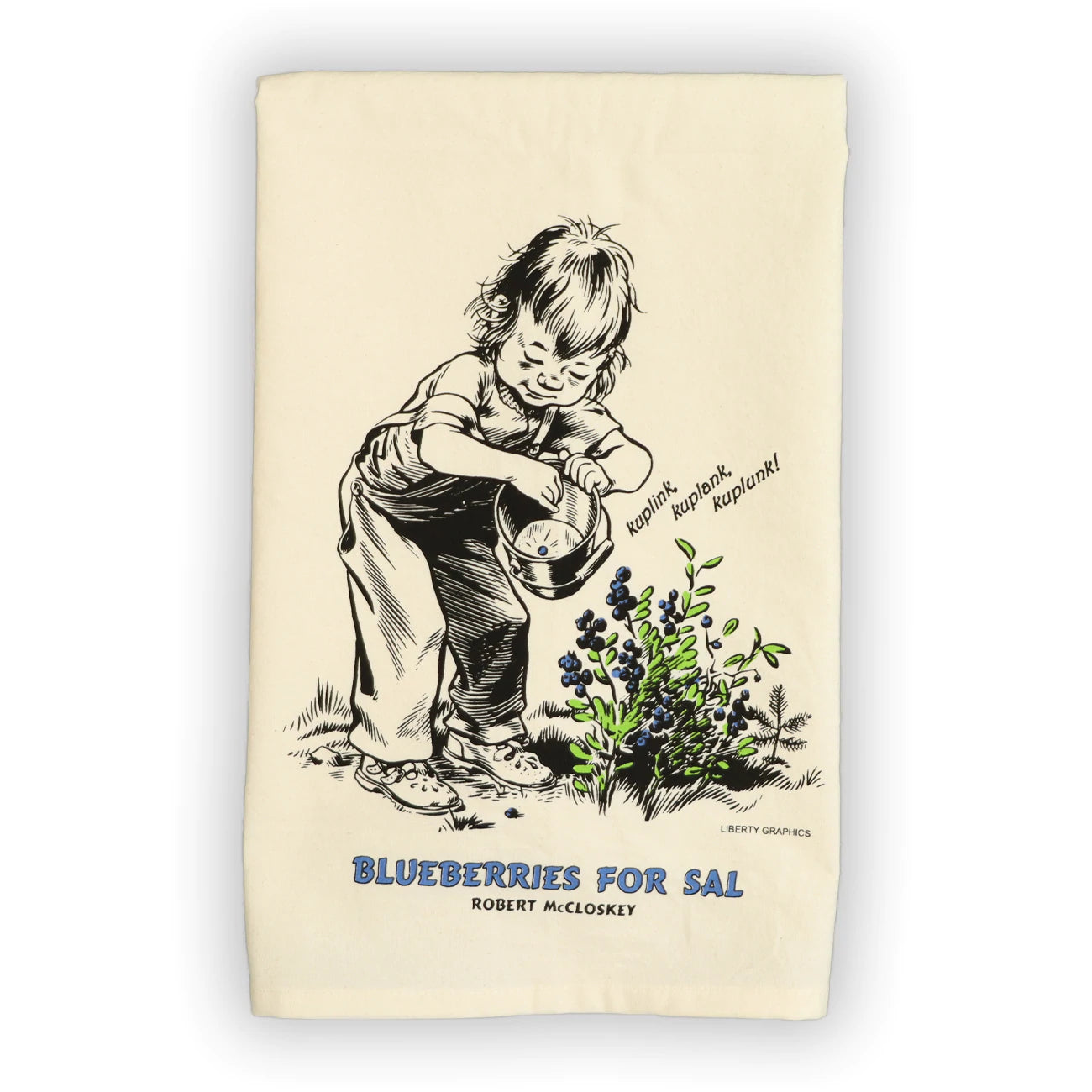 Kuplink! Robert McCloskey's Blueberries For Sal - Flour Sack Tea Towel by Liberty Graphics