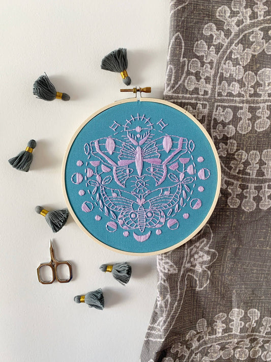 Gemini Moths Embroidery Kit by Rikrack