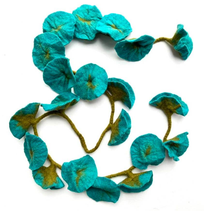 Turquoise - Felt Flower Vine Garland by The Winding Road