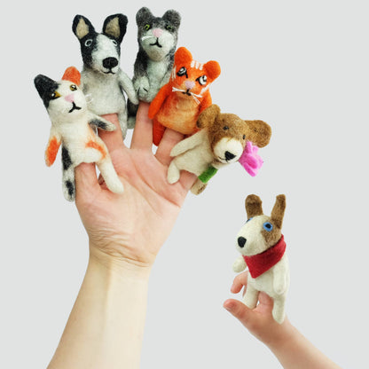 Cats and Dogs Felt Finger Puppets by The Winding Road