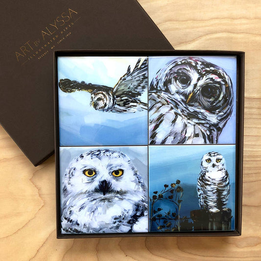 Owl #2 Coaster Set by Art by Alyssa