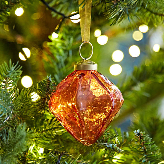 Red Handmade & Recycled Glass Diamond Bauble from Paper High