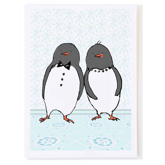 Penguin Couple - Anniversary Greeting Card by Molly O