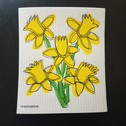 Daffodils - Swedish Dishcloths by Three Blue Birds