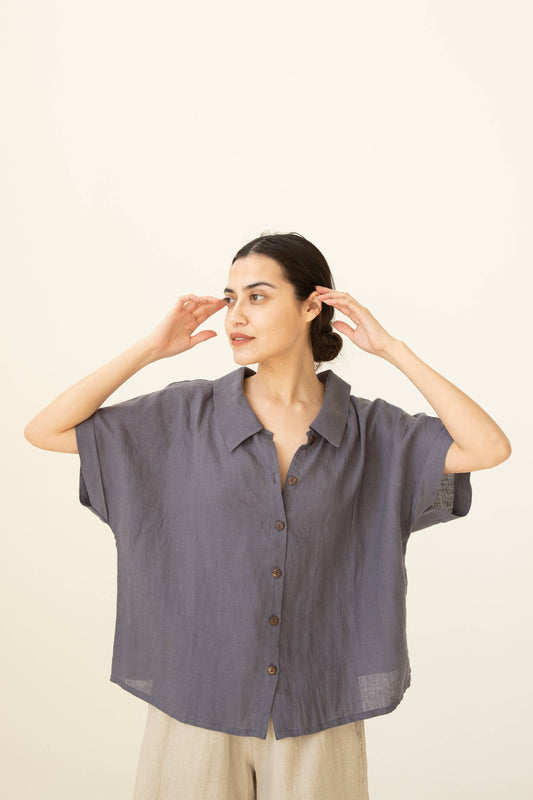 Linen Short Sleeve Shirt Naomi from VIKOLINO