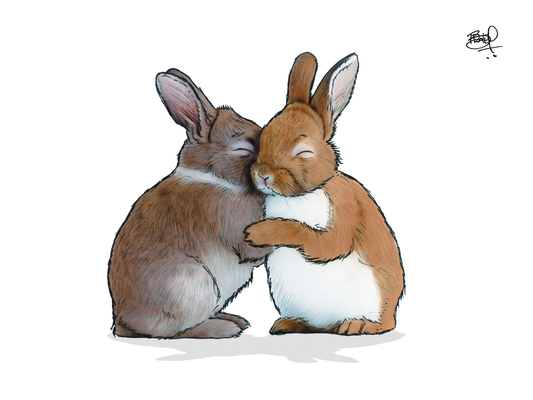 Bunny Hugs Greeting Card (blank inside) by Shawn Braley Illustration