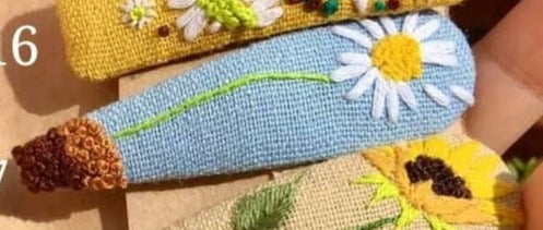 Daisy Pot Embroidered Hair Barrette by Quince Fables