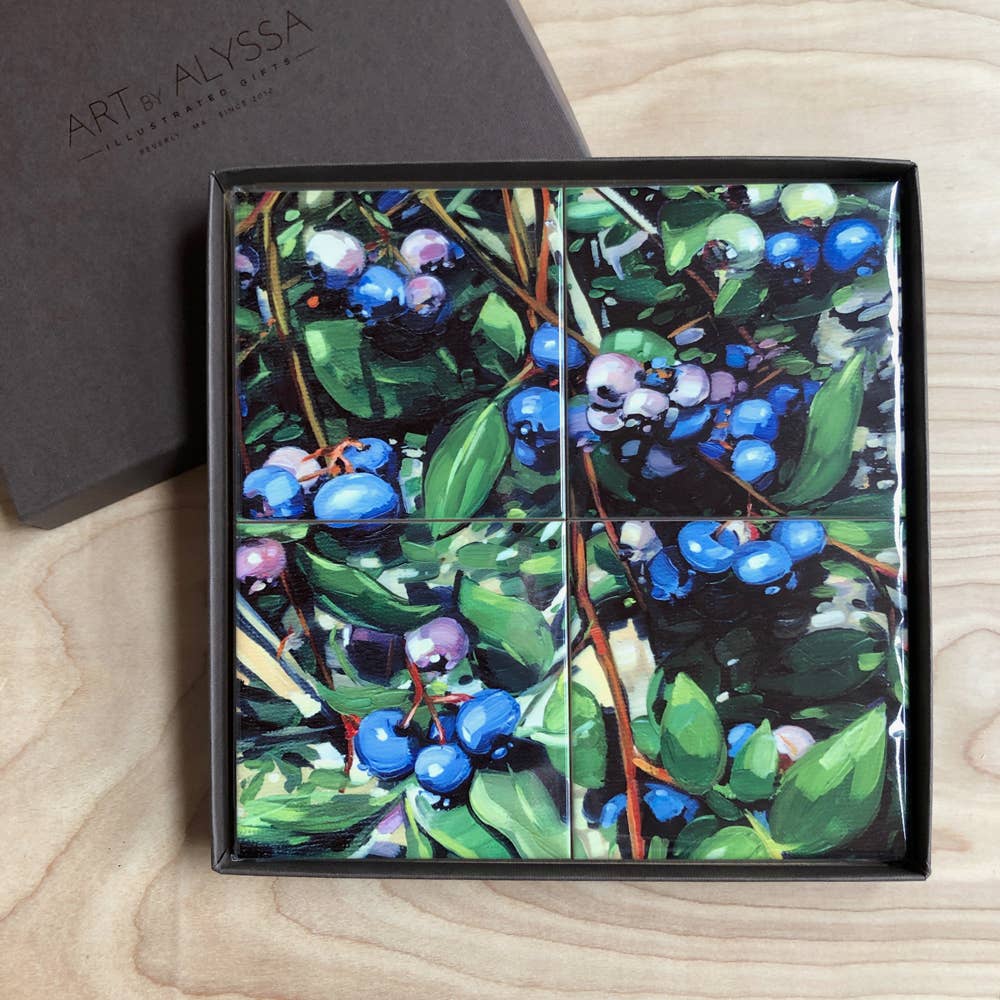 Blueberries Coaster Set by Art by Alyssa