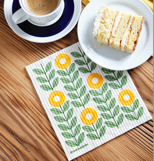 The Sunflowers - Swedish Dishcloths by Three Blue Birds