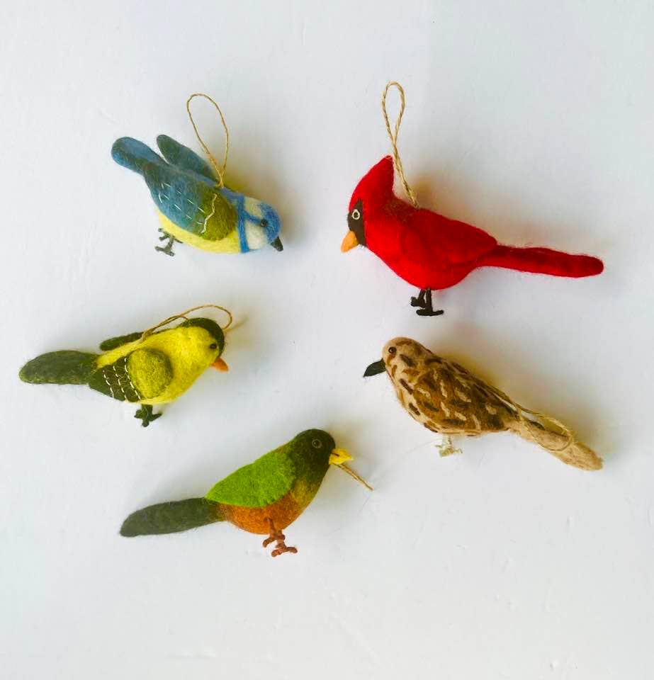 Assorted Felt Bird Ornaments by The Winding Road