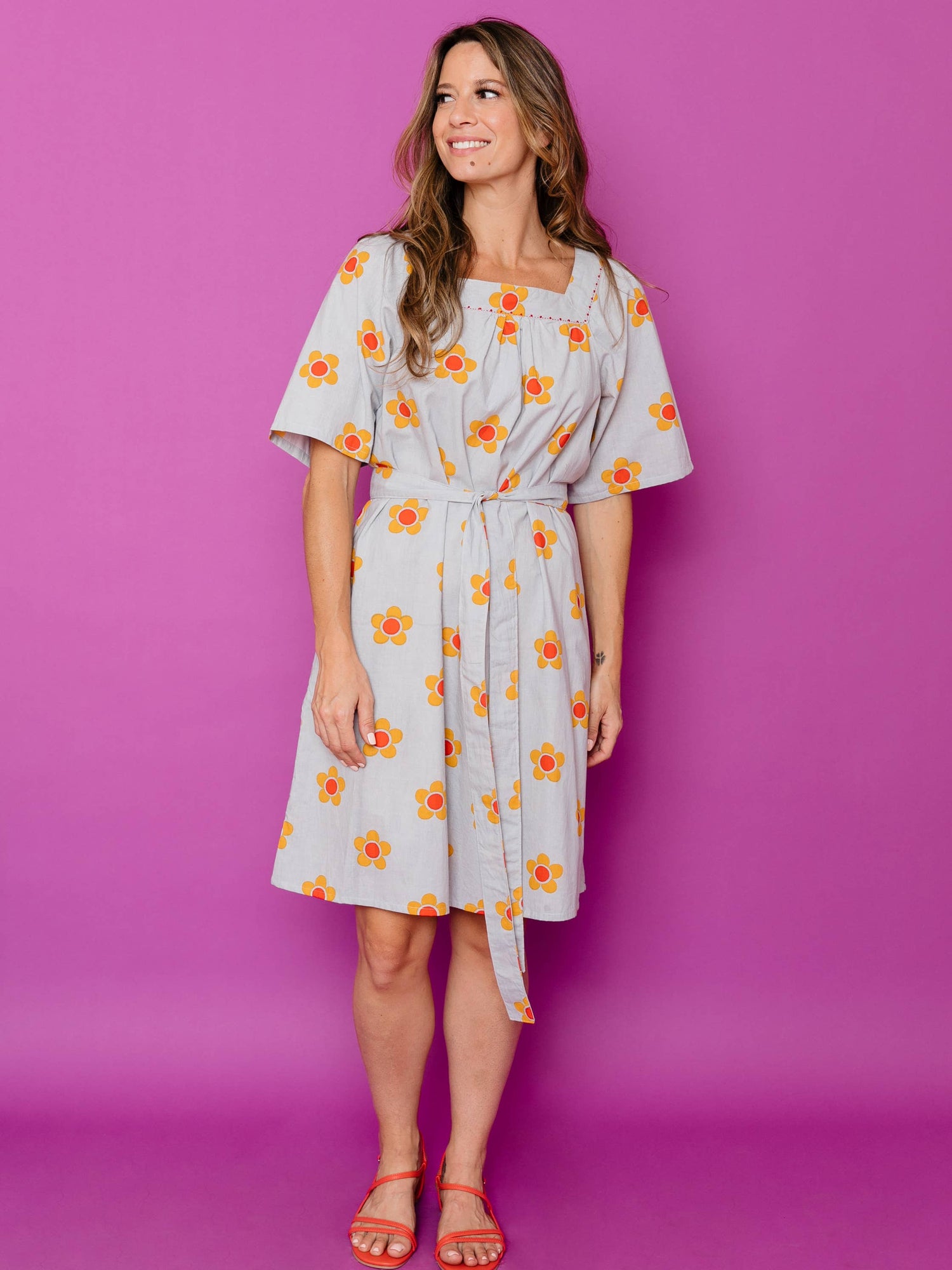 SALE 50% off - Alexis Mini Dress in Retro Poppy by Mata Traders - Maine Yarn & Fiber Supply